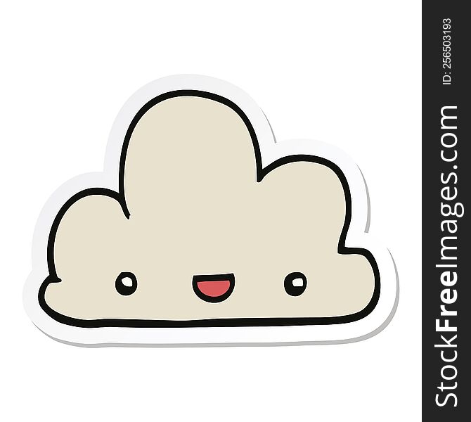 Sticker Of A Cartoon Tiny Happy Cloud