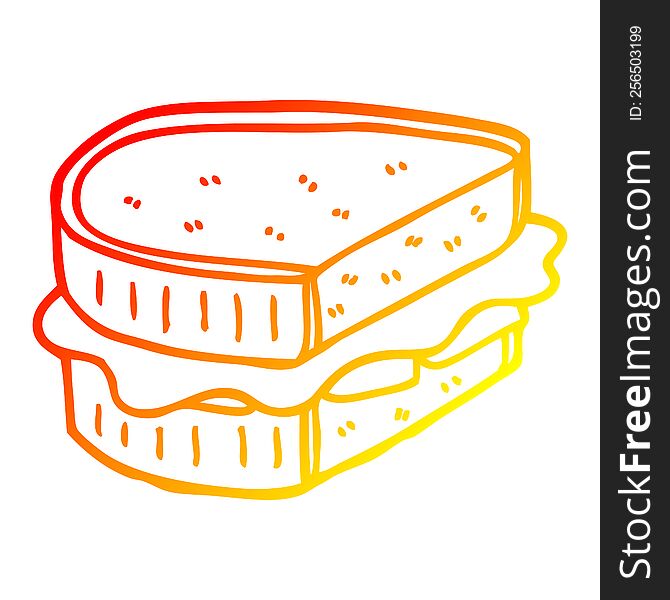 warm gradient line drawing of a cartoon toasted sandwich