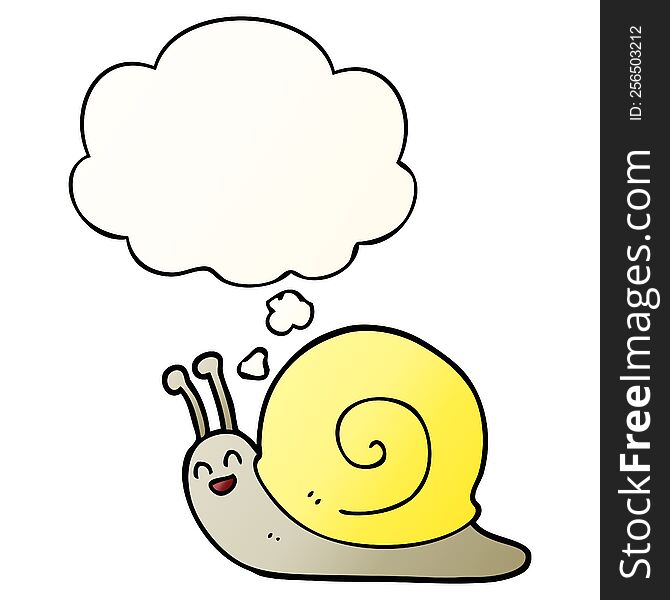 Cartoon Snail And Thought Bubble In Smooth Gradient Style