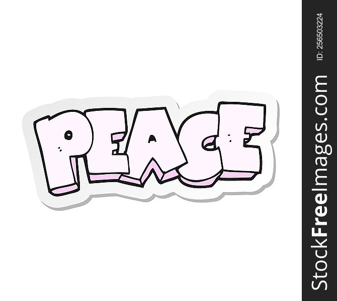 sticker of a cartoon word peace