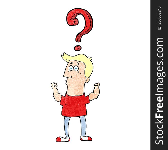 Textured Cartoon Man With Question