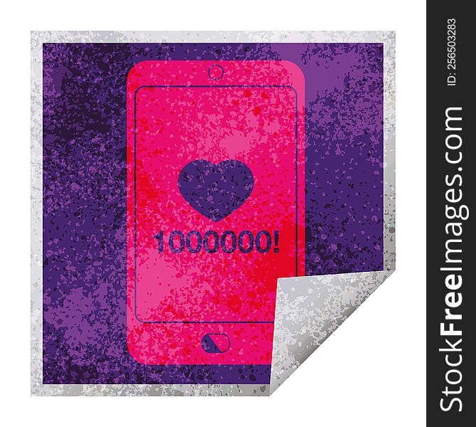 Mobile Phone Showing 1000000 Likes Square Peeling Sticker