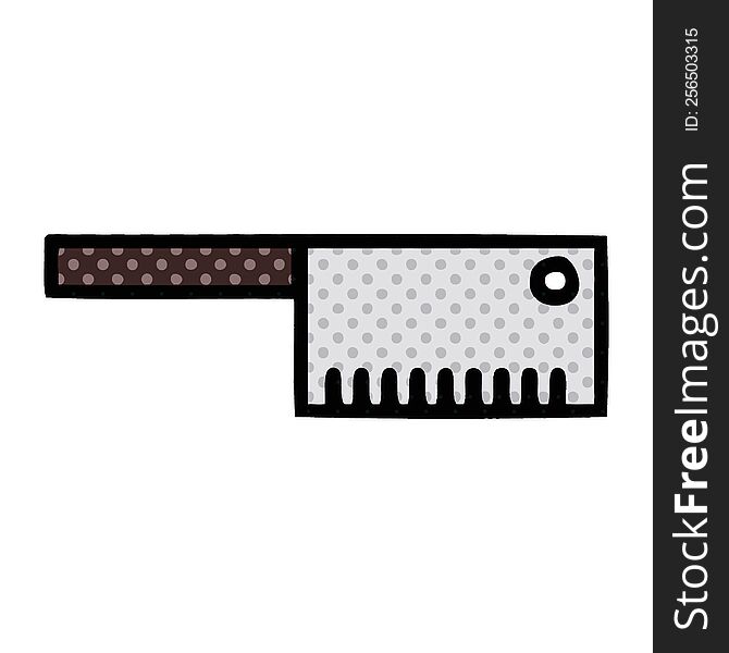 comic book style cartoon of a butcher knife