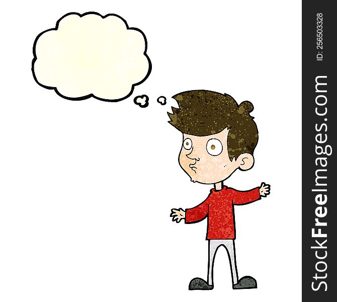 Cartoon Curious Boy With Thought Bubble
