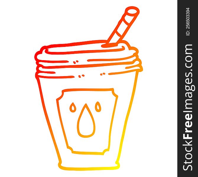 Warm Gradient Line Drawing Cartoon Juice Bar Drink