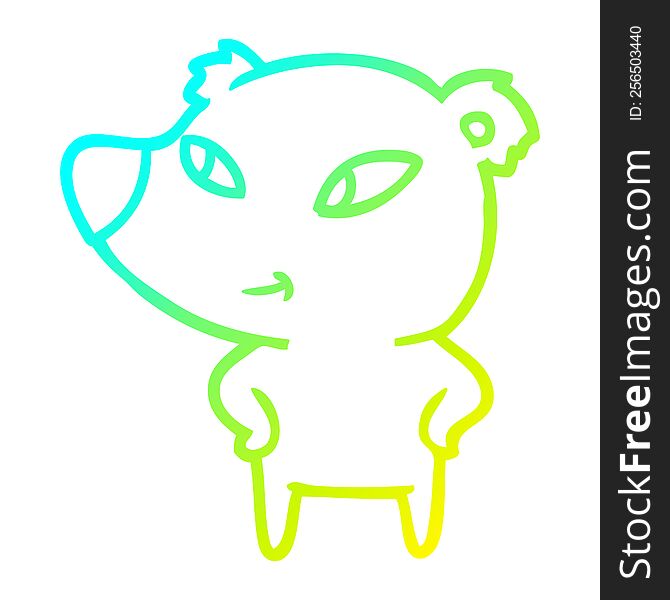 cold gradient line drawing cute cartoon bear