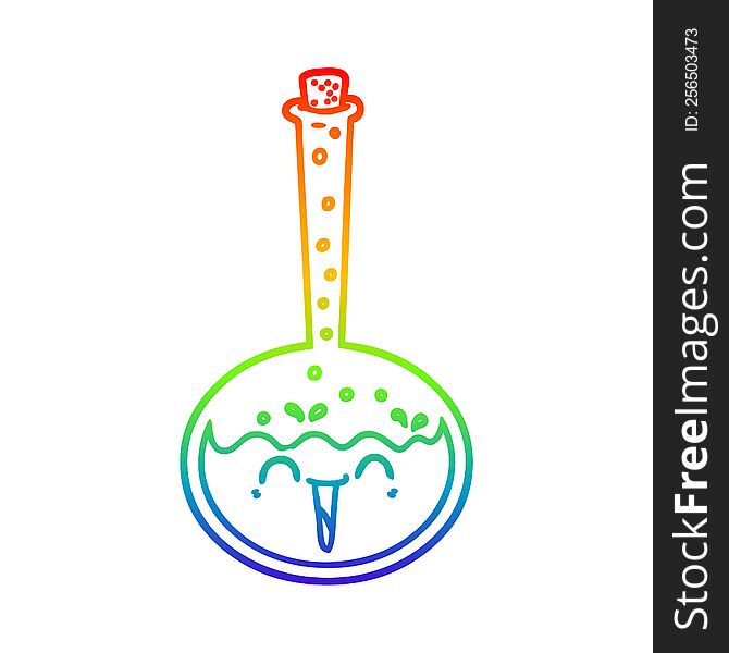 rainbow gradient line drawing of a cartoon chemical potion