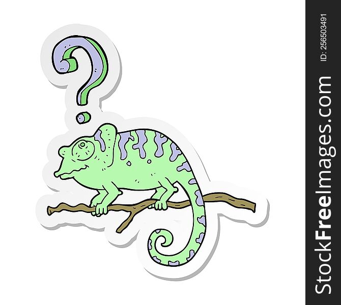 sticker of a cartoon curious chameleon