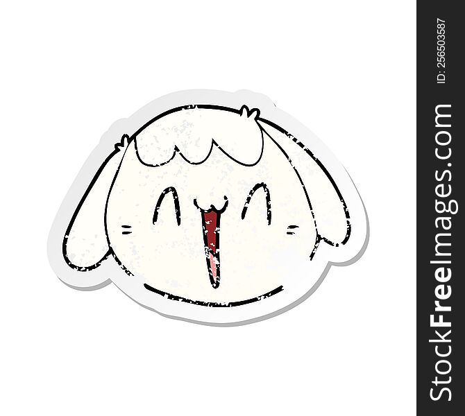distressed sticker of a cartoon dog face