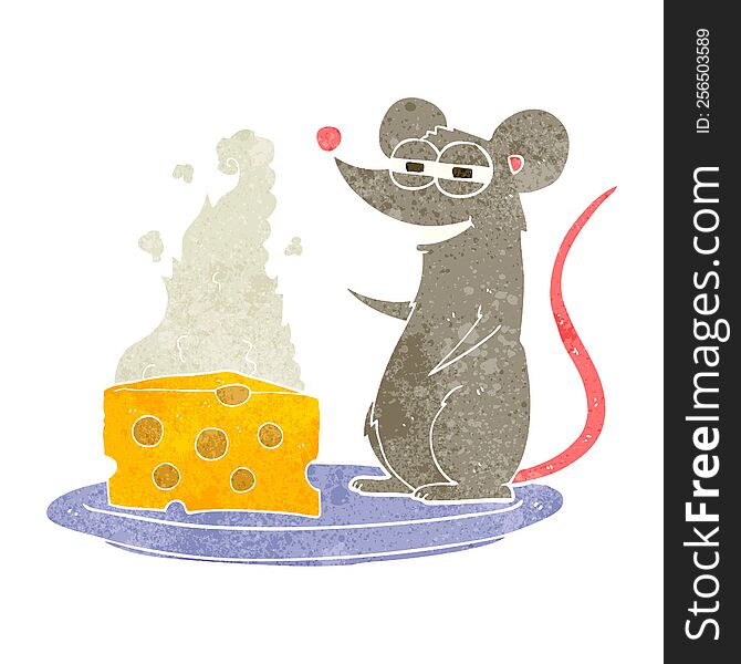 Retro Cartoon Mouse With Cheese