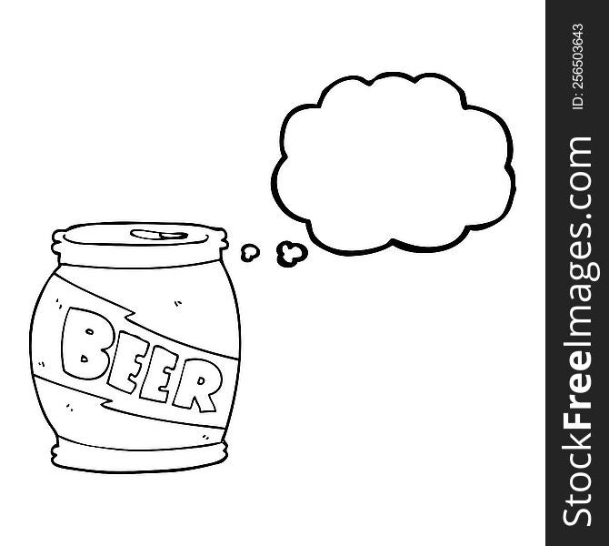 freehand drawn thought bubble cartoon beer can
