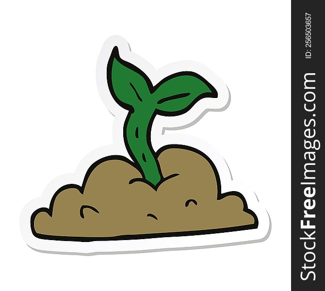 sticker of a cartoon growing seedling