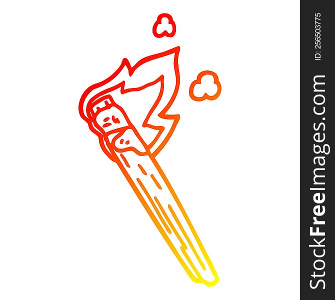 warm gradient line drawing of a cartoon burning torch brand
