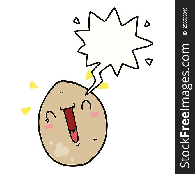 Cartoon Happy Egg And Speech Bubble
