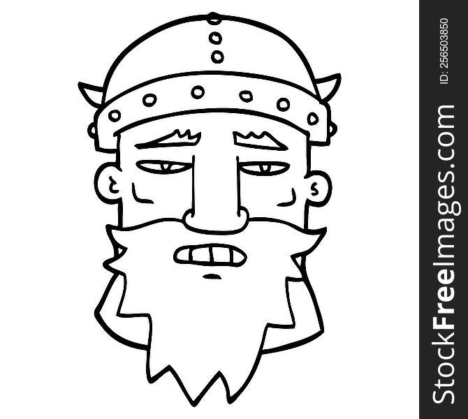 line drawing cartoon viking face