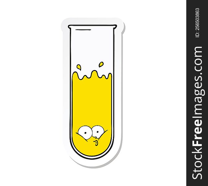 Sticker Of A Cartoon Surprised Test Tube