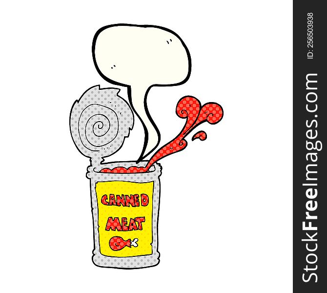 freehand drawn comic book speech bubble cartoon canned meat