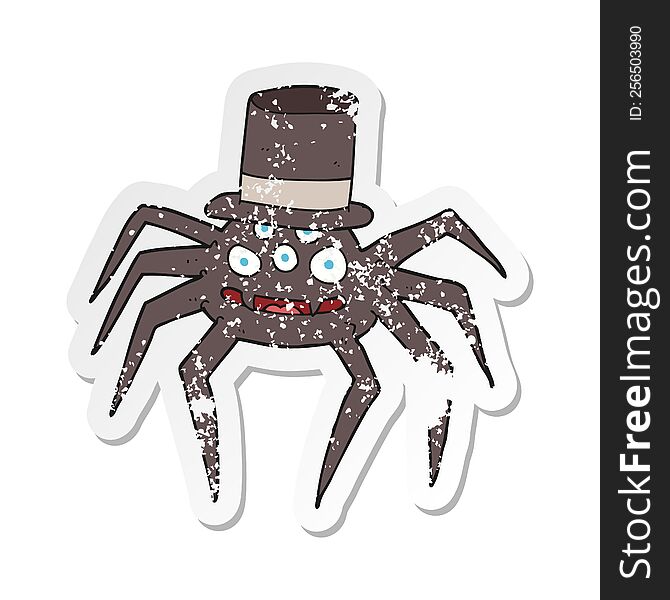 retro distressed sticker of a cartoon halloween spider