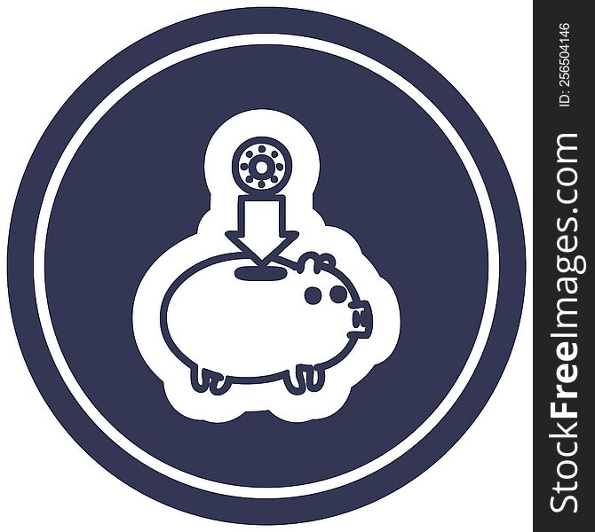 piggy bank circular icon symbol