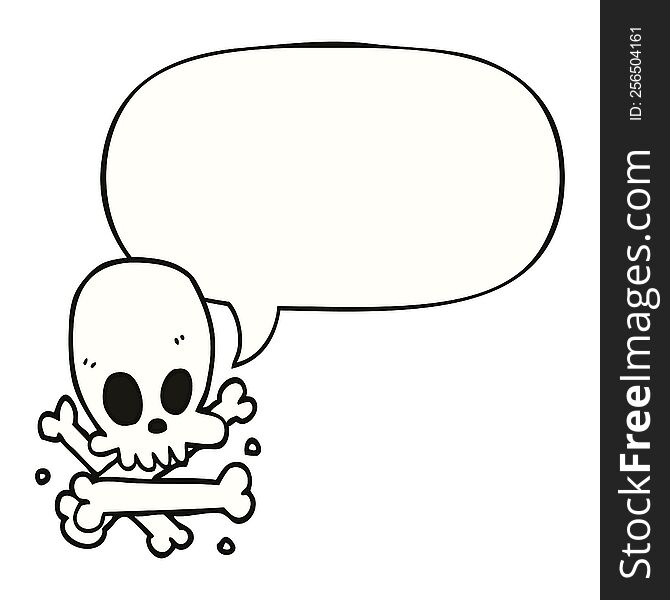 Cartoon Skull And Bones And Speech Bubble