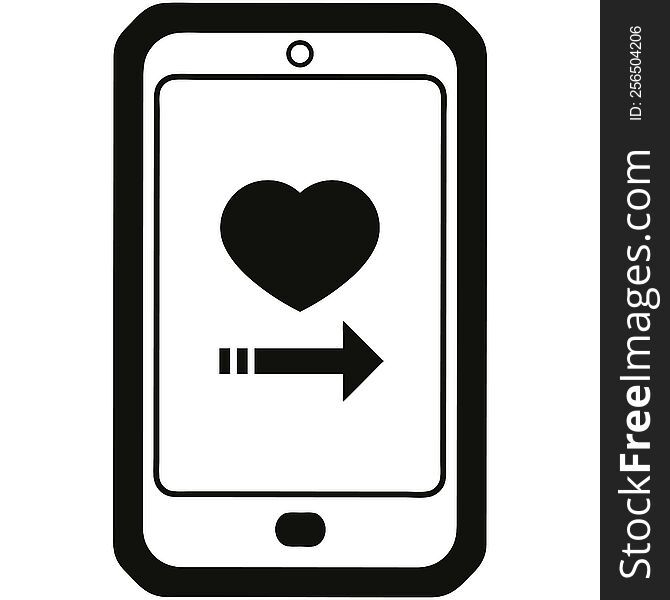 dating app on cell phone graphic vector illustration icon. dating app on cell phone graphic vector illustration icon