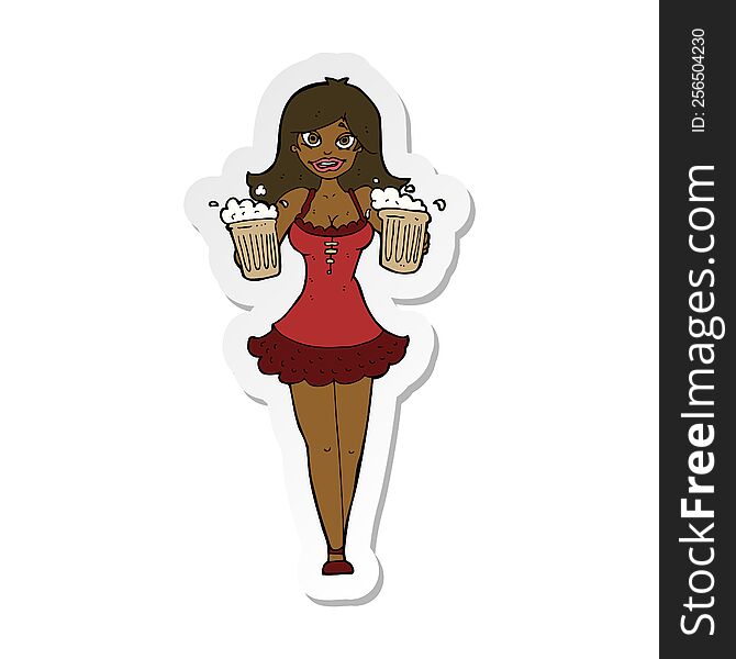 sticker of a cartoon beer festival girl