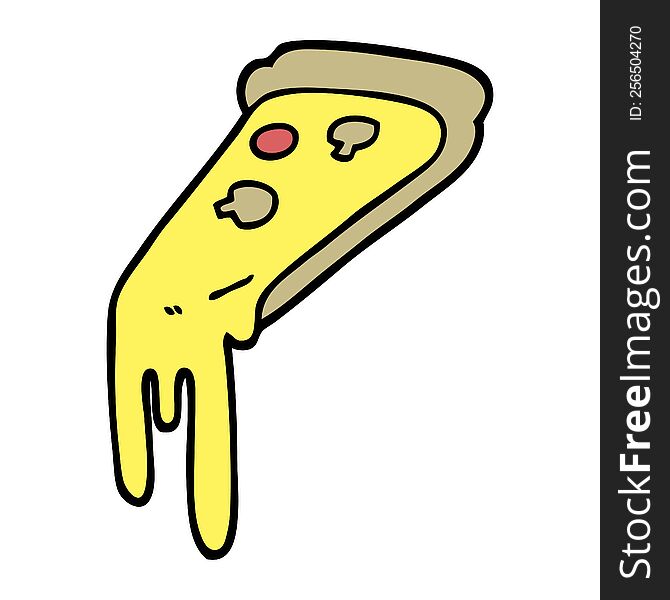 hand drawn doodle style cartoon pizza slice