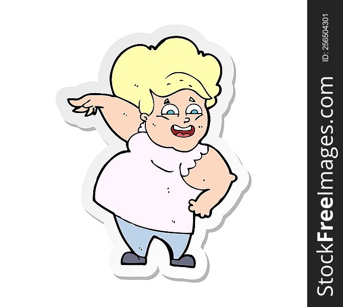 Sticker Of A Cartoon Oveweight Woman