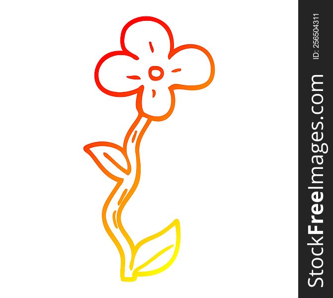 Warm Gradient Line Drawing Cartoon Flower Pot