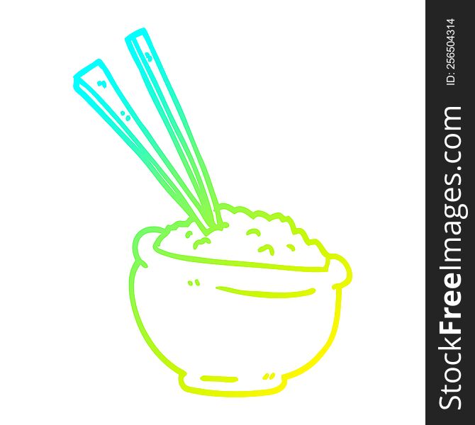 cold gradient line drawing of a cartoon tasty bowl of rice