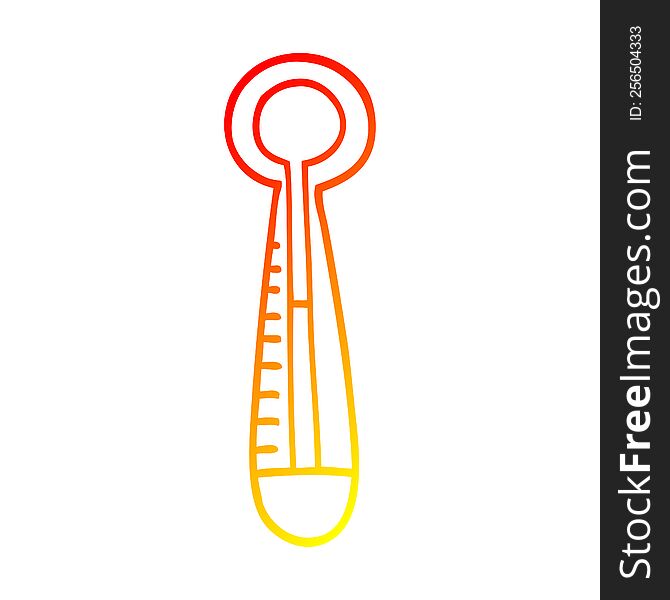 warm gradient line drawing of a cartoon hot thermometer
