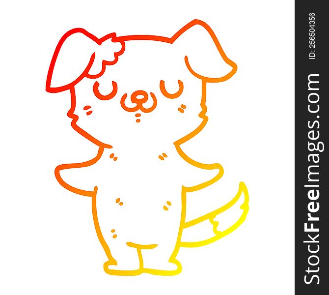 warm gradient line drawing of a cartoon puppy