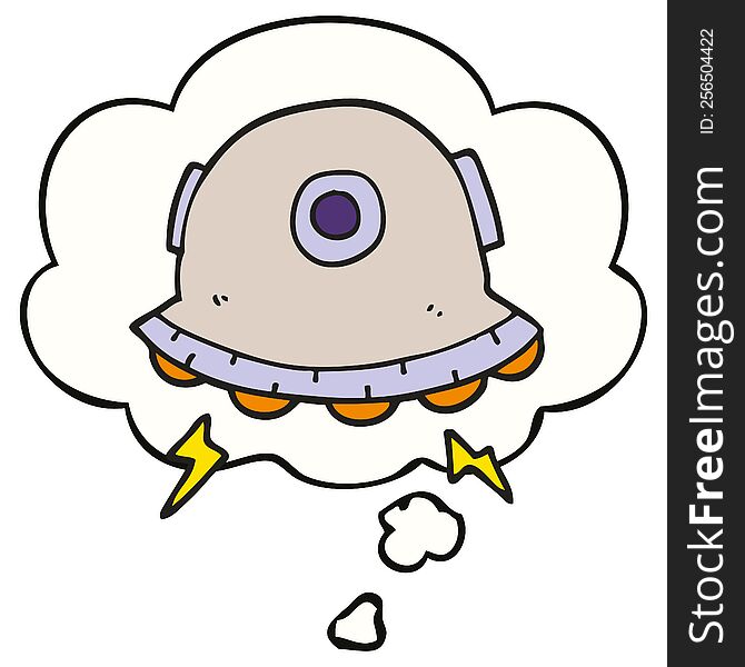 cartoon UFO with thought bubble. cartoon UFO with thought bubble