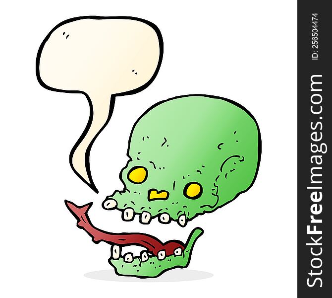 Cartoon Spooky Skull With Speech Bubble