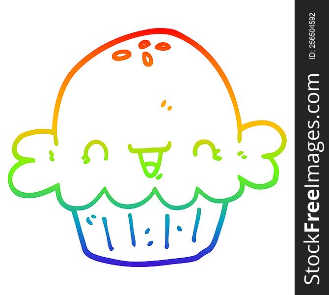 Rainbow Gradient Line Drawing Cute Cartoon Pie