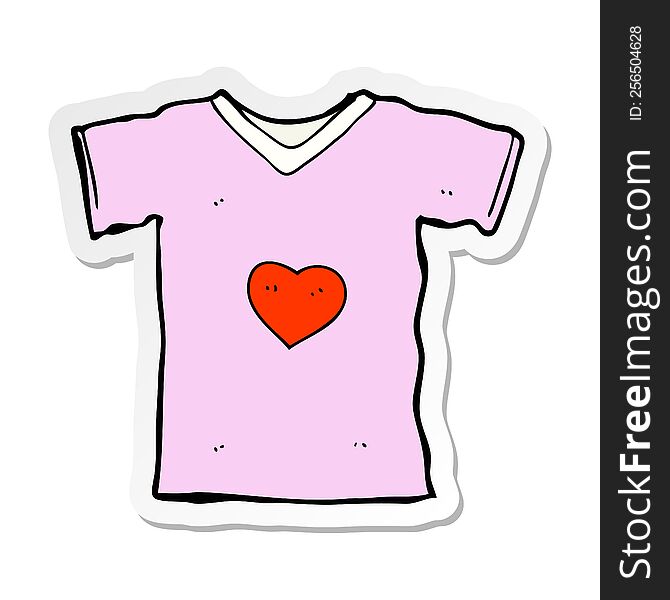 Sticker Of A Cartoon T Shirt With Love Heart