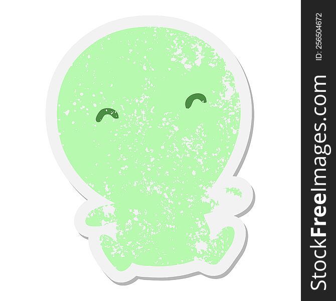 Cute Little Alien Grunge Sticker