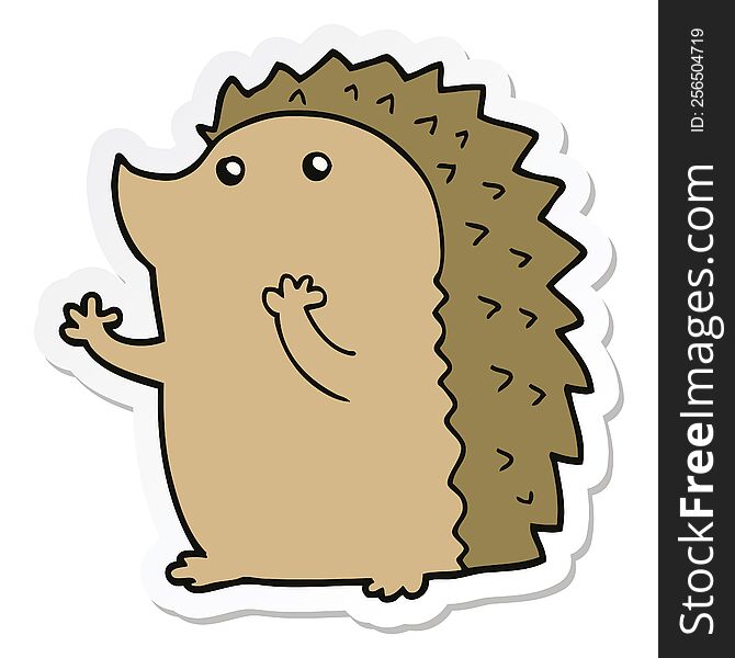 sticker of a cartoon hedgehog