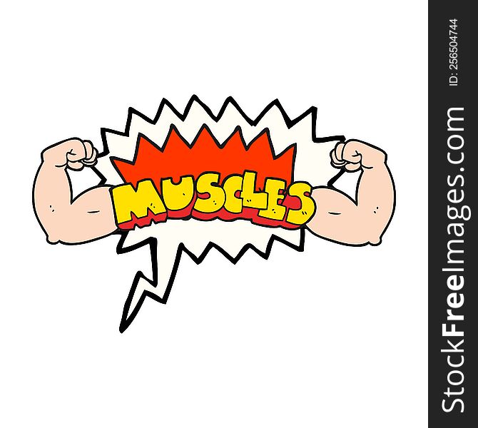 Speech Bubble Cartoon Muscles Symbol