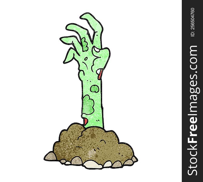 freehand textured cartoon zombie hand rising from ground