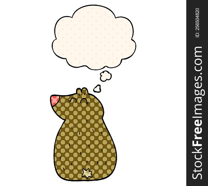 cute cartoon bear and thought bubble in comic book style