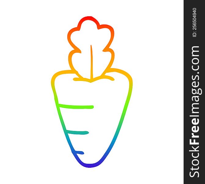 rainbow gradient line drawing of a cartoon healthy carrot