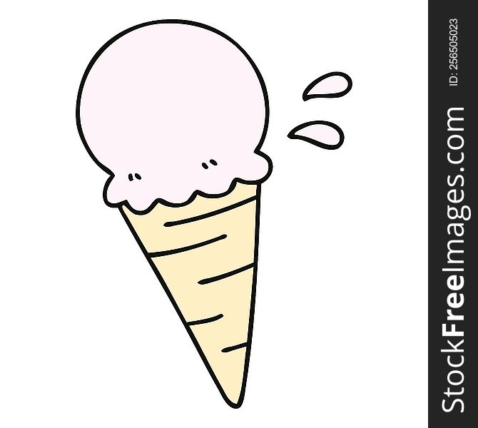 hand drawn quirky cartoon vanilla ice cream. hand drawn quirky cartoon vanilla ice cream