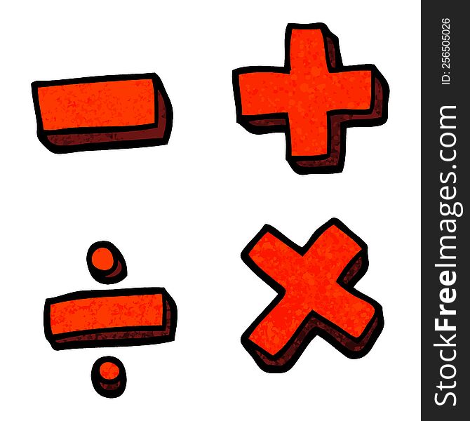 grunge textured illustration cartoon math symbols