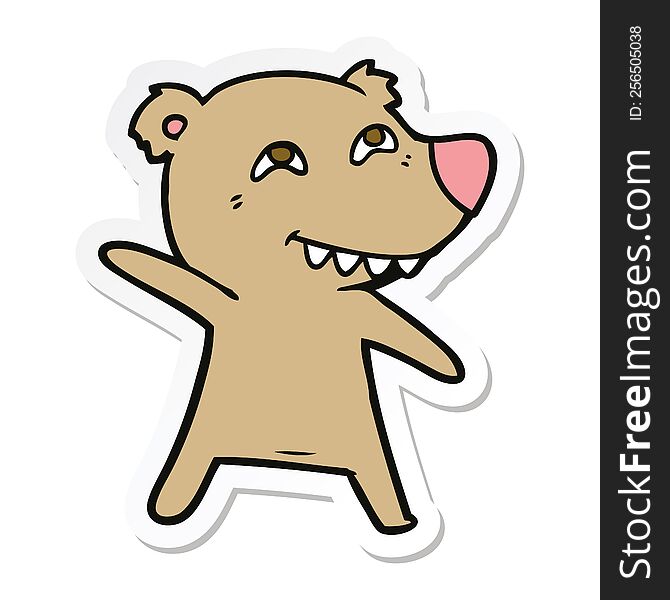 Sticker Of A Cartoon Bear Dancing