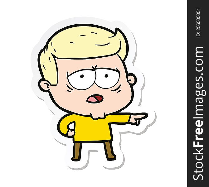 sticker of a cartoon tired man