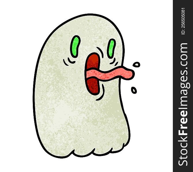freehand drawn textured cartoon of kawaii scary ghost