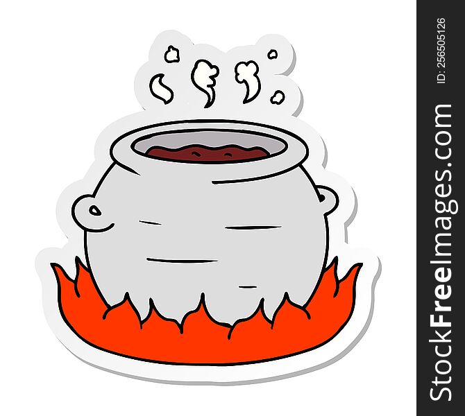 Sticker Cartoon Doodle Of A Pot Of Stew