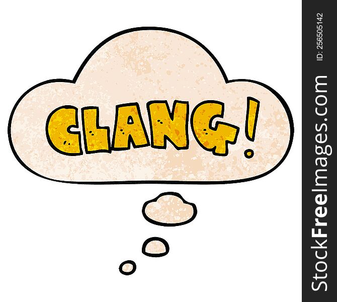 Cartoon Word Clang And Thought Bubble In Grunge Texture Pattern Style