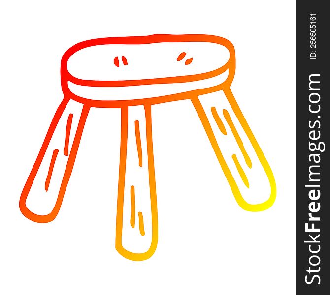 warm gradient line drawing cartoon wooden stool